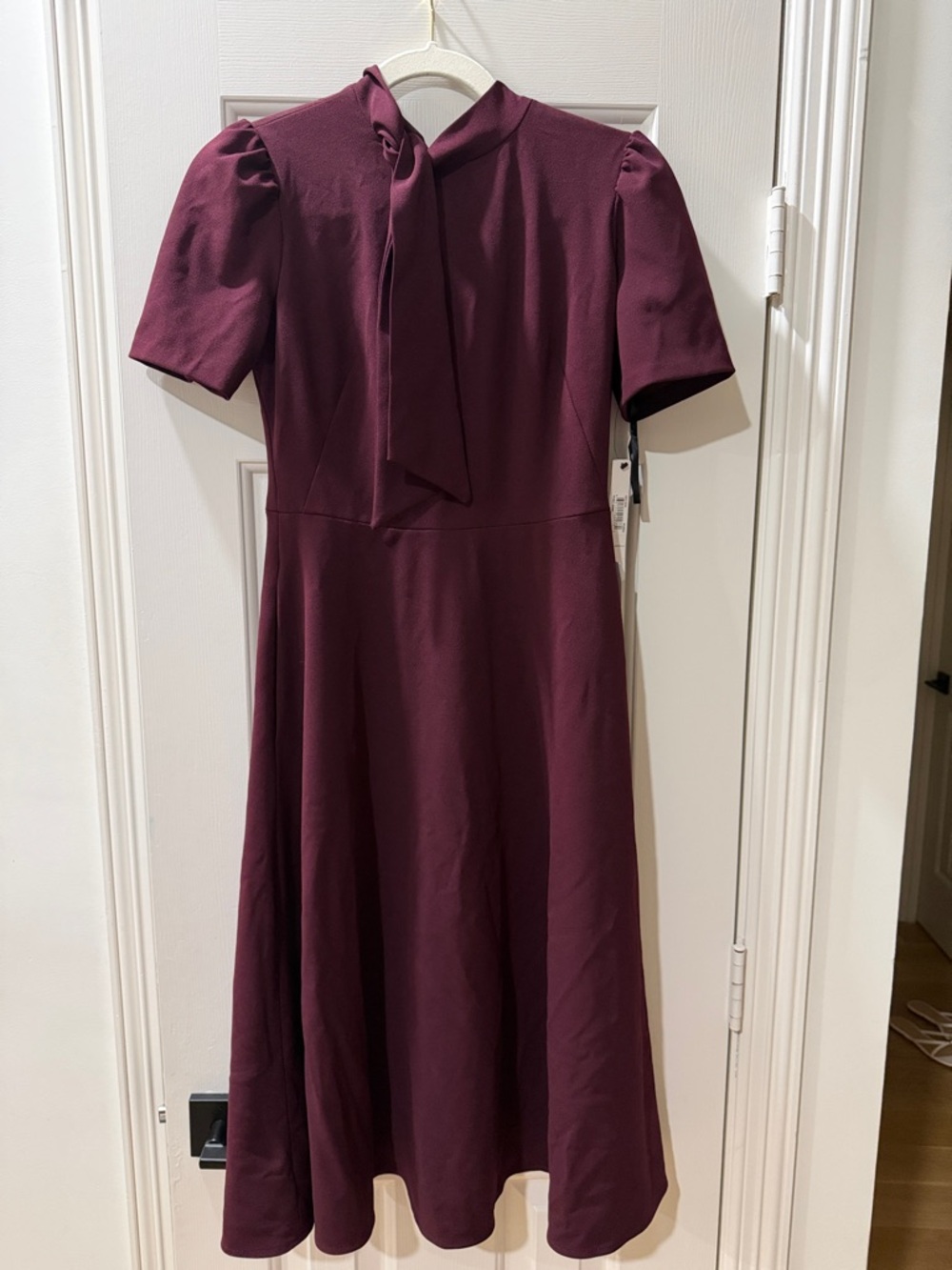 Maggy London Plum Midi Dress with Neck Tie